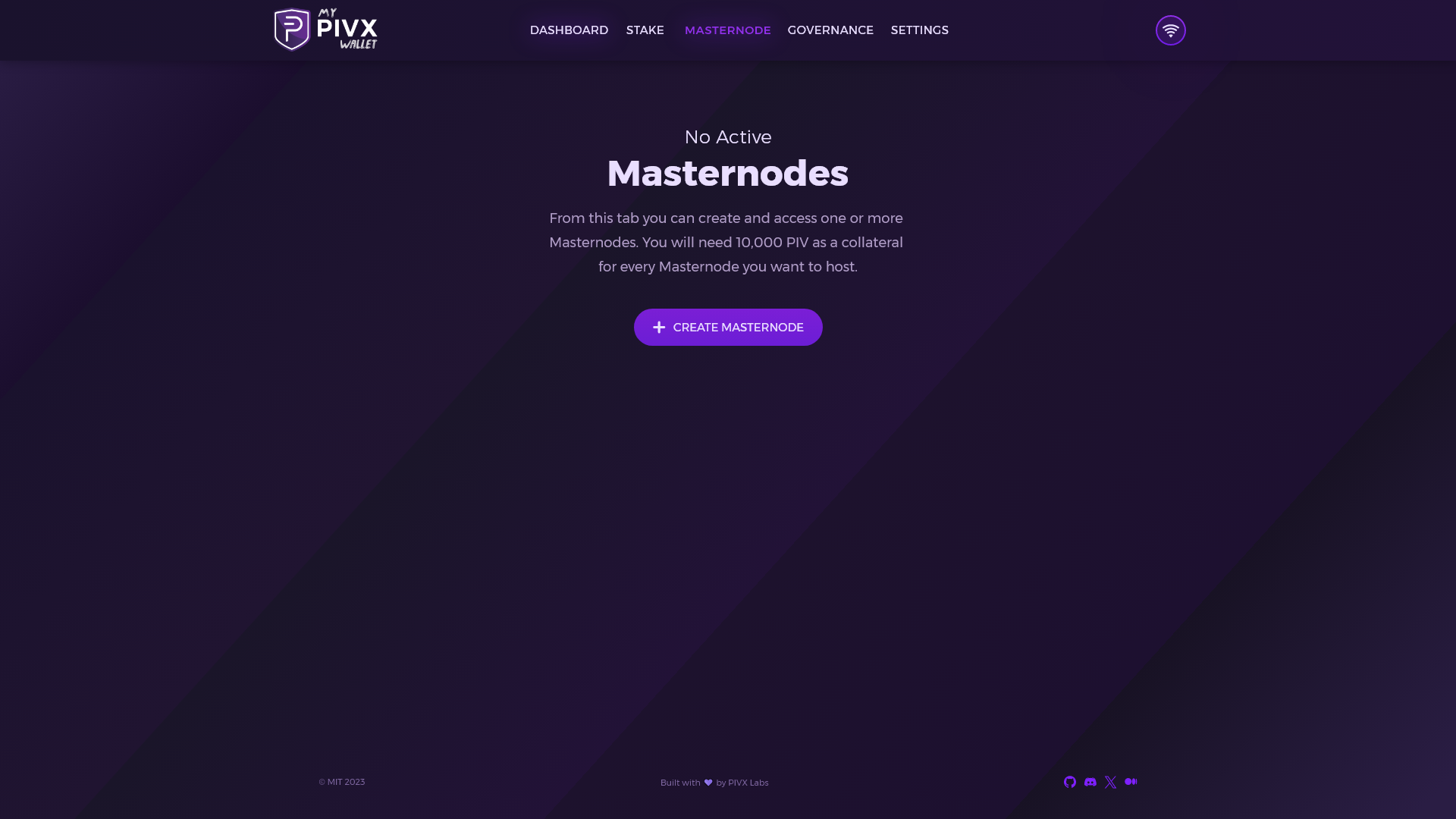 MPW Masternode Main Screen No Active MN.png