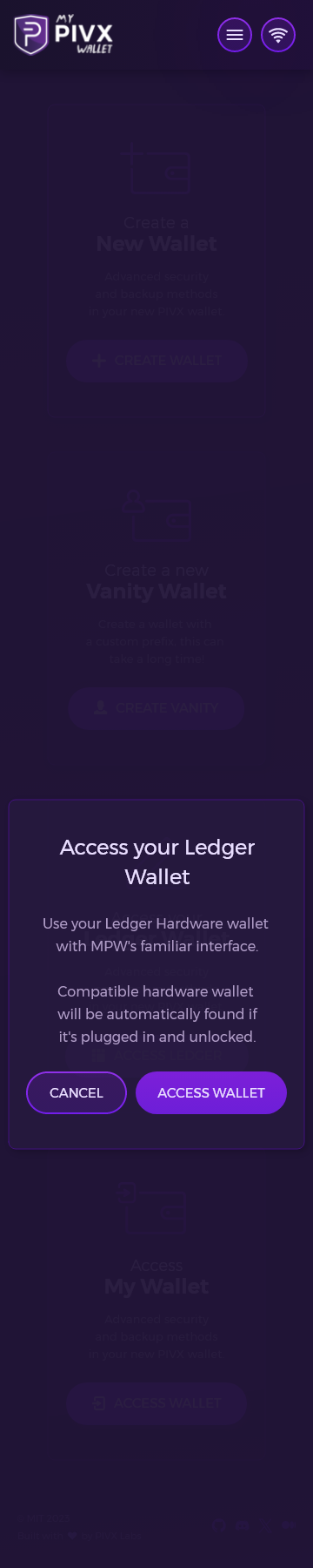 MPW Main Screen Access My Ledger Wallet.png