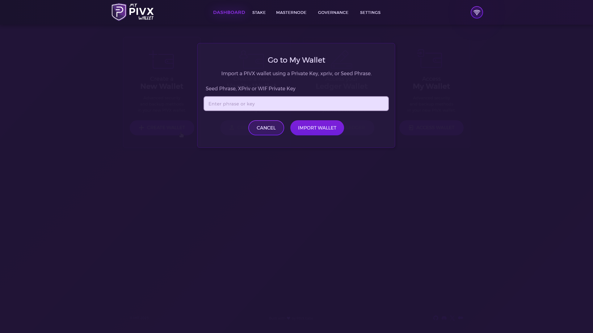 MPW Main Screen Import Wallet.png