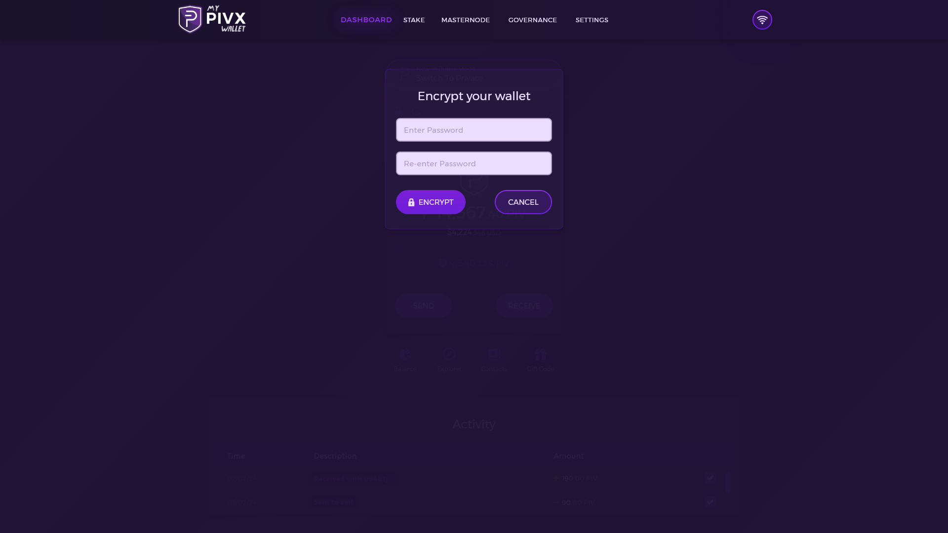 MPW Dashboard Encrypting Wallet Popup.png