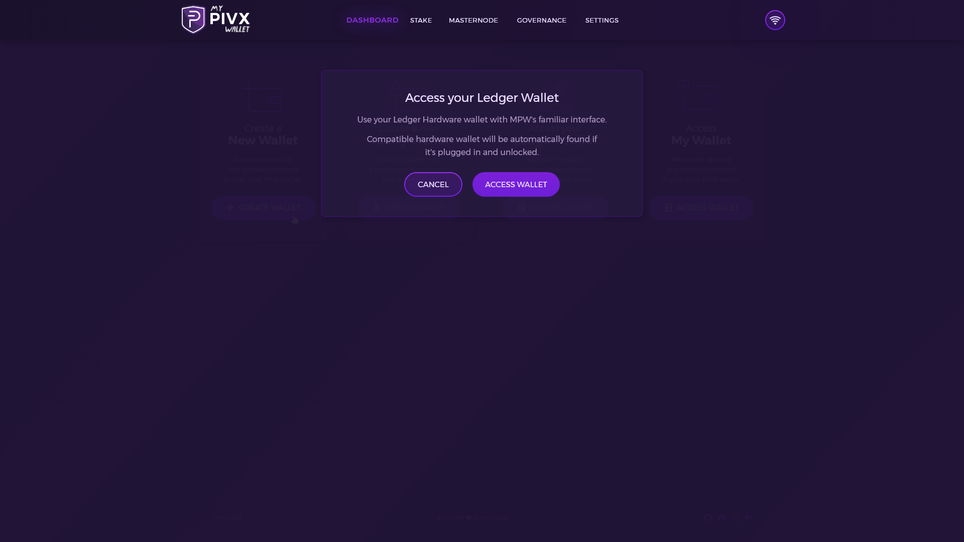 MPW Main Screen Access Ledger Wallet.png