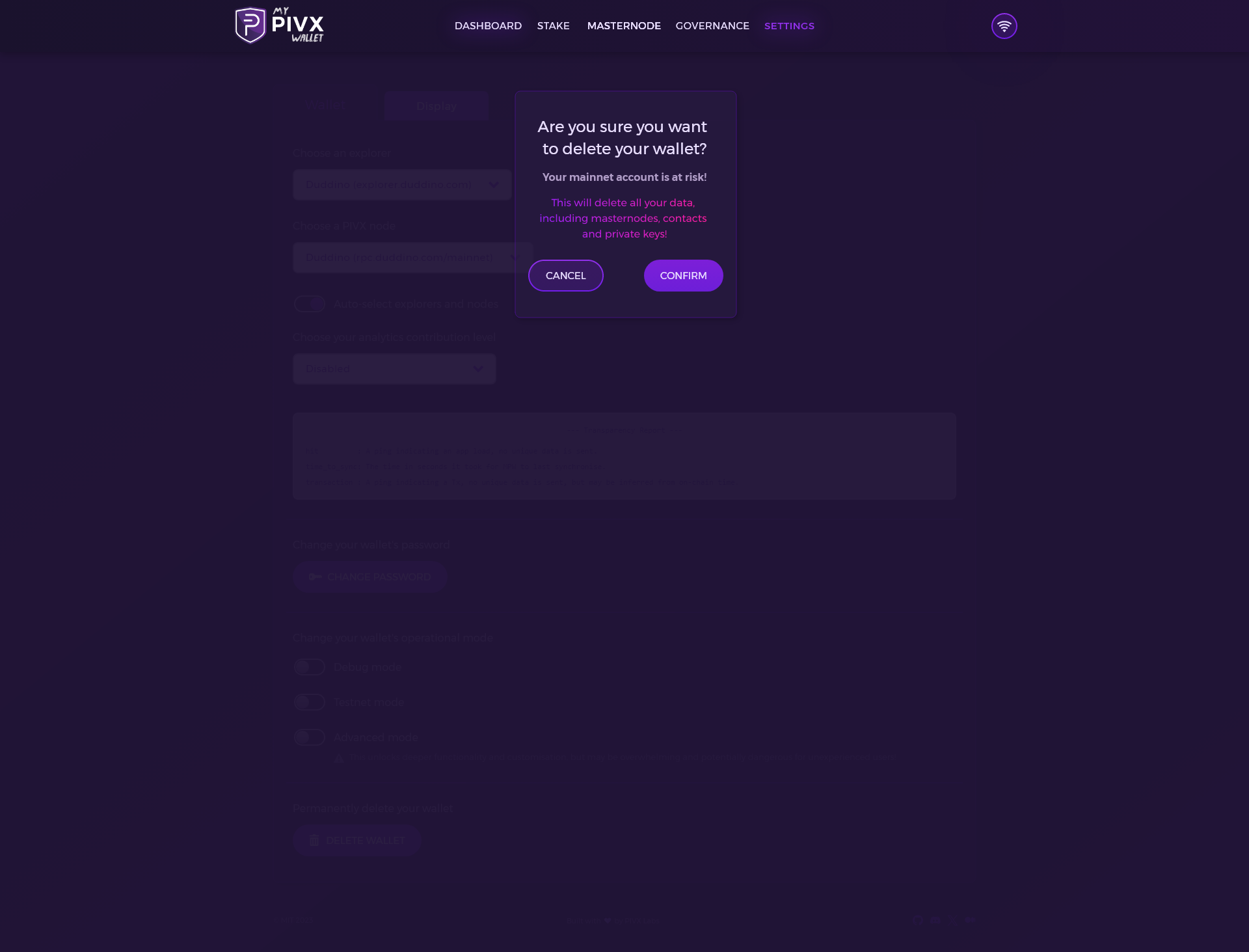 MPW Settings Main Screen 2 Delete Wallet Popup.png